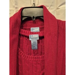 Classic Elements Women's 2 Piece Vest Cardigan Sweater Christmas  18-20w Red
